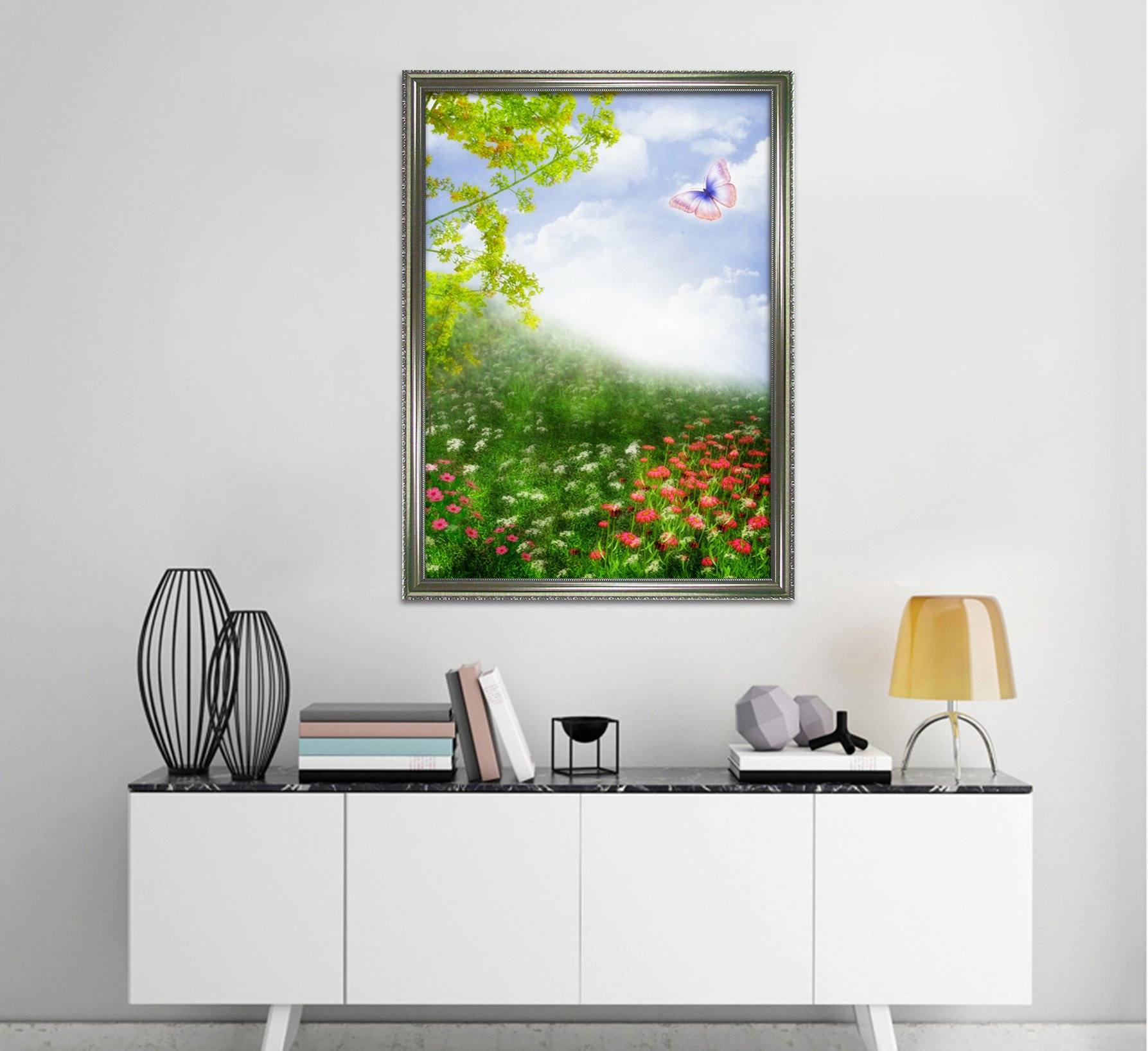 3D Butterfly Flying 009 Fake Framed Print Painting Wallpaper AJ Creativity Home 