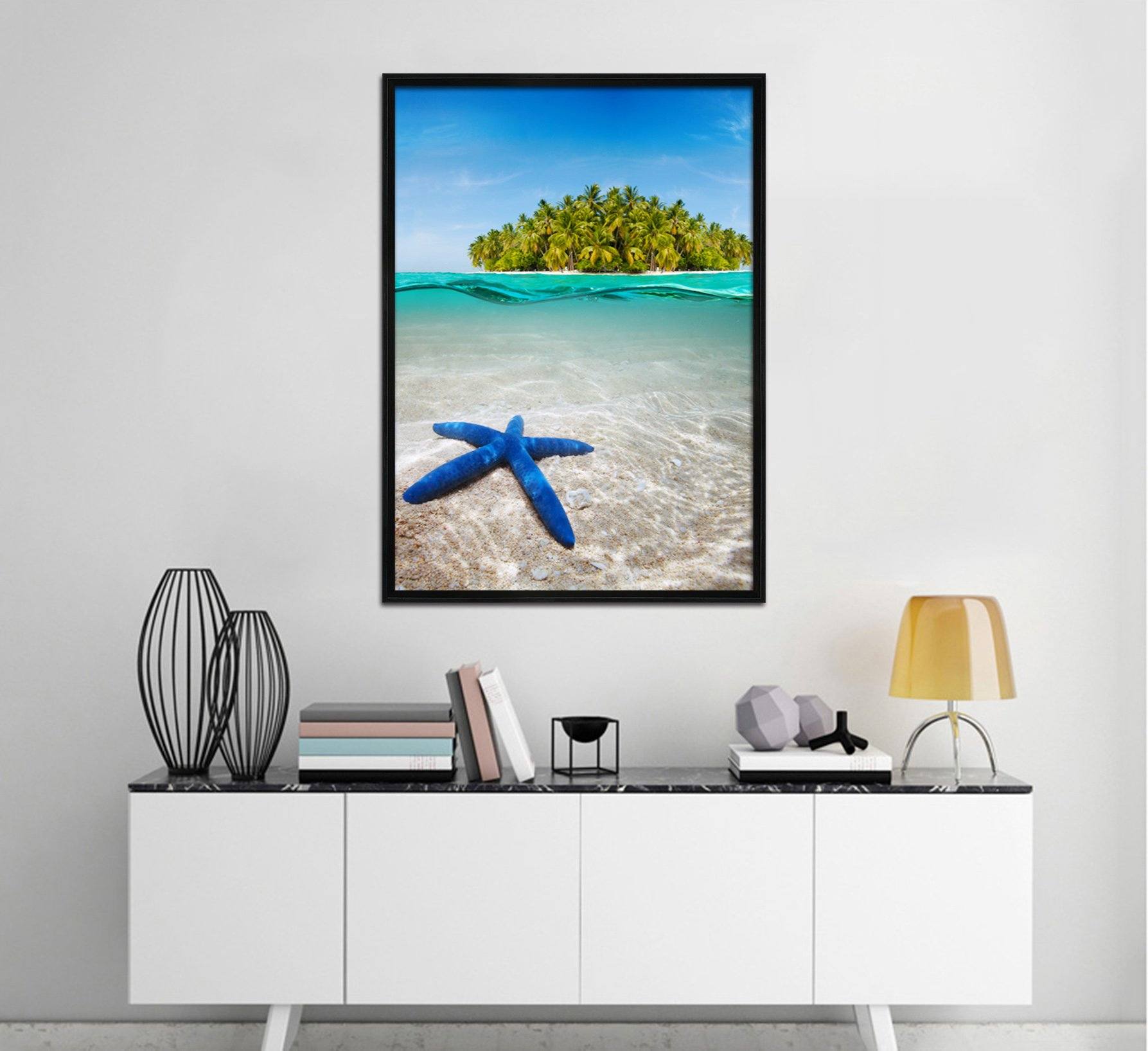 3D Blue Starfish 039 Fake Framed Print Painting Wallpaper AJ Creativity Home 