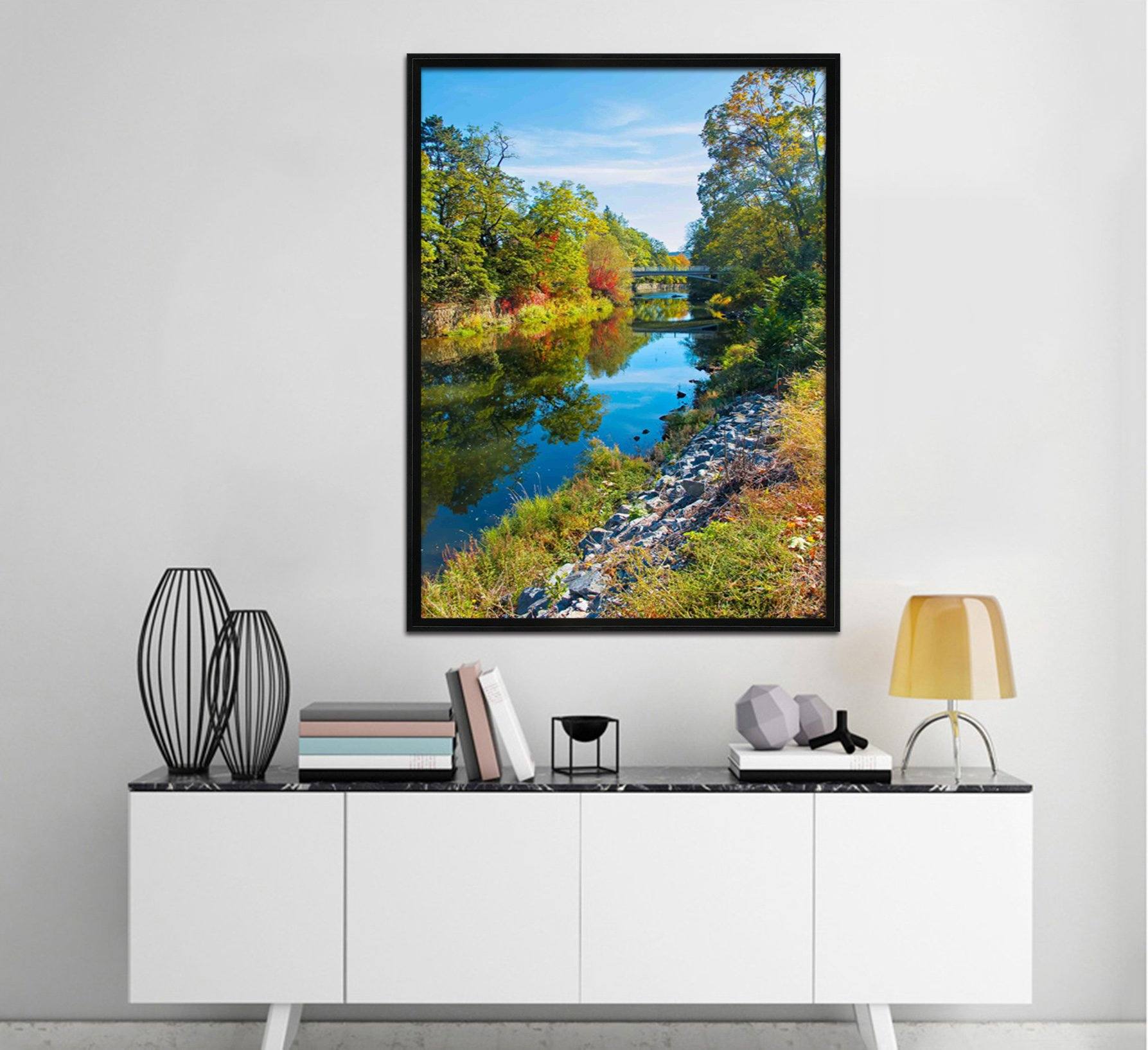 3D Calm River 118 Fake Framed Print Painting Wallpaper AJ Creativity Home 