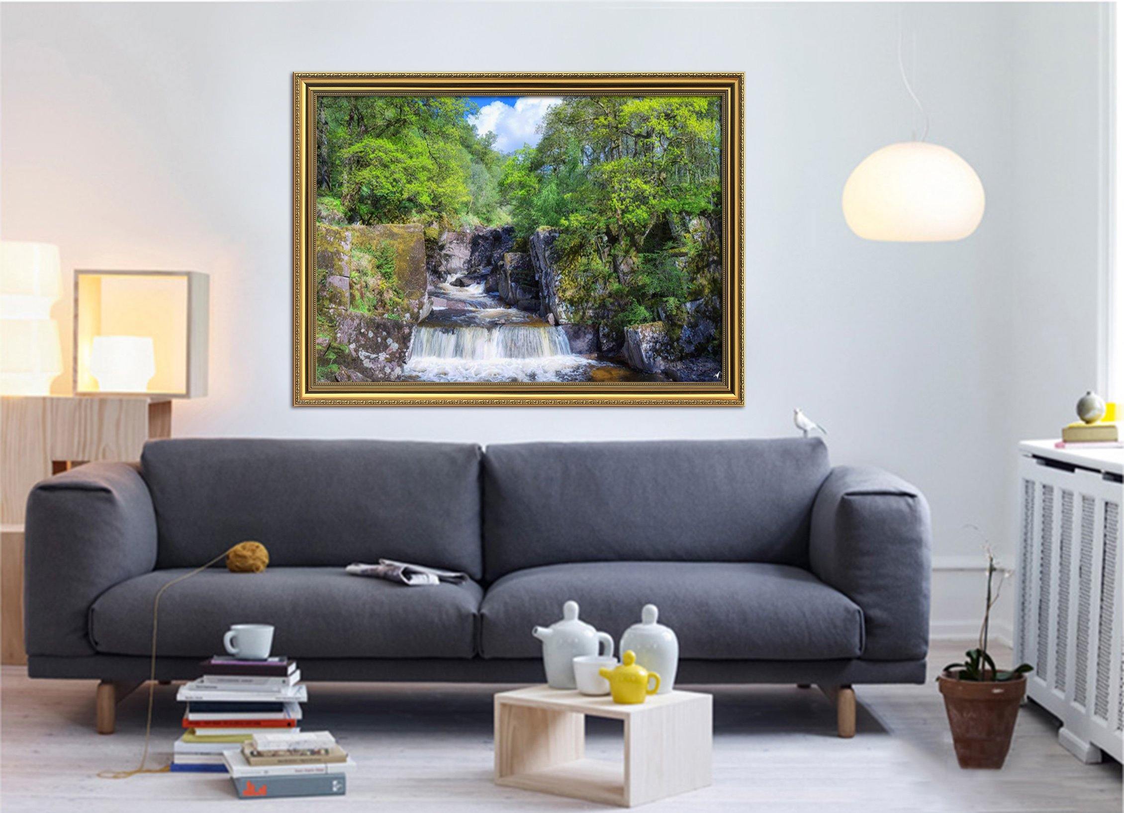 3D Stream Forest 023 Fake Framed Print Painting Wallpaper AJ Creativity Home 