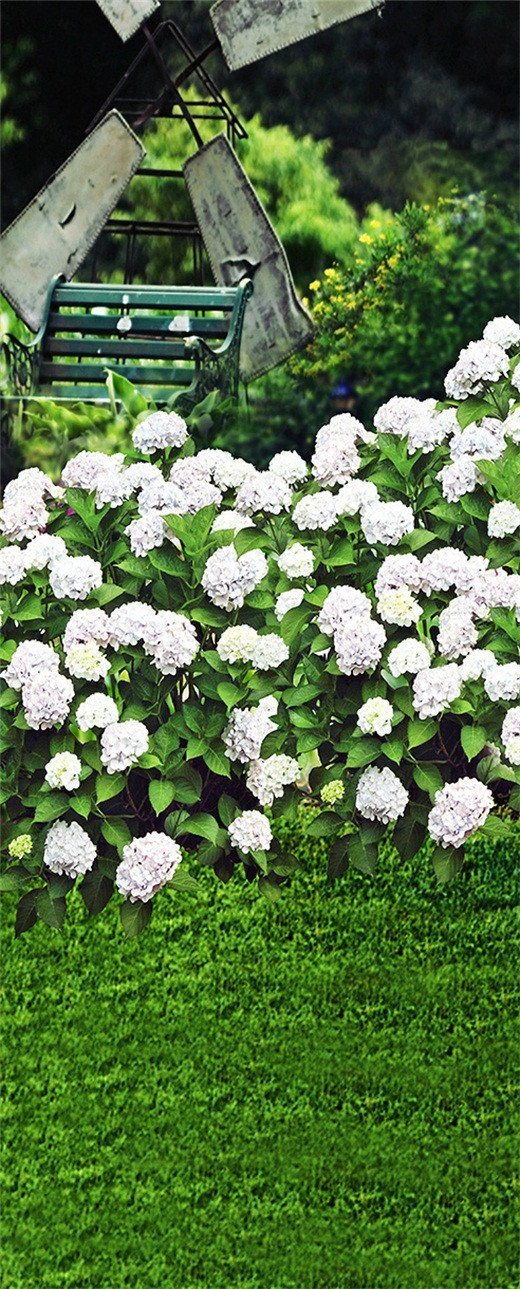 3D like a green carpet white flowers door mural Wallpaper AJ Wallpaper 