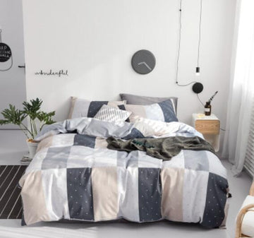 3D Gray Powder Stitching 15140 Bed Pillowcases Quilt