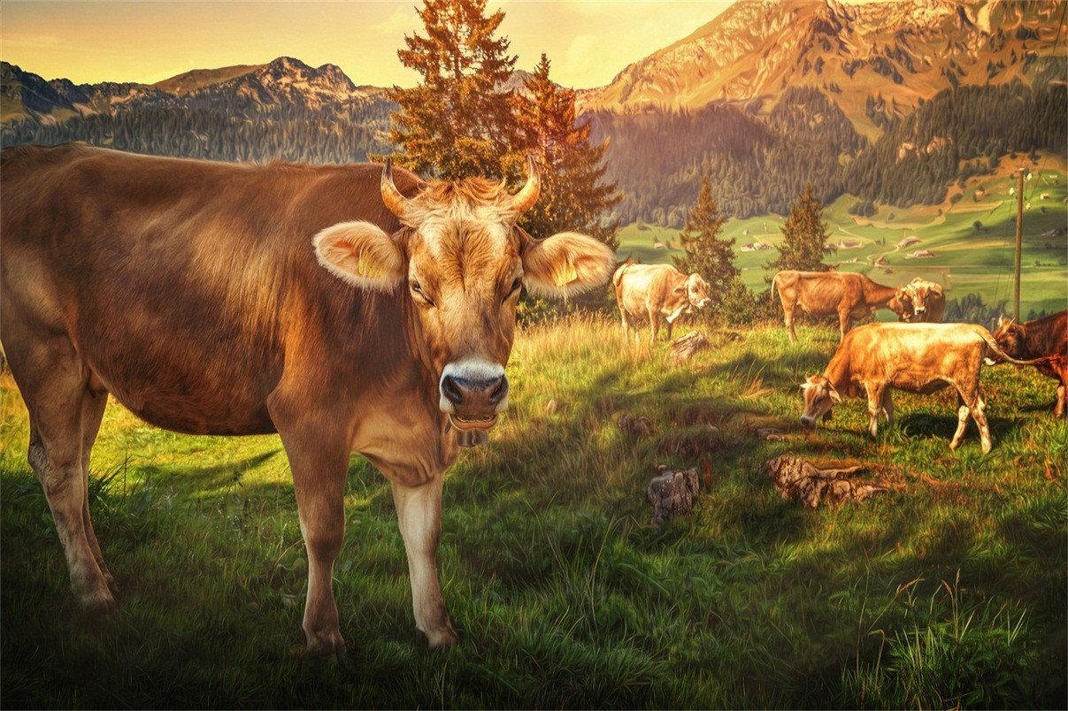 3D Mountain Grassland Animals 253 Garage Door Mural Wallpaper AJ Wallpaper 