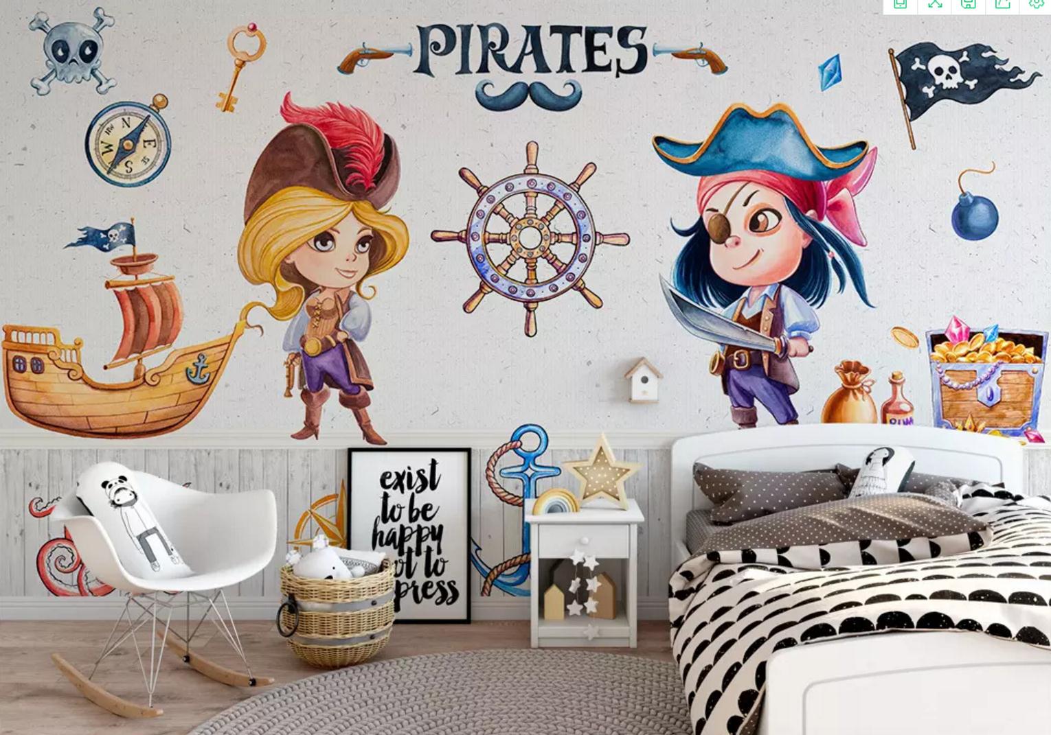 3D Ship Pirate WC501 Wall Murals