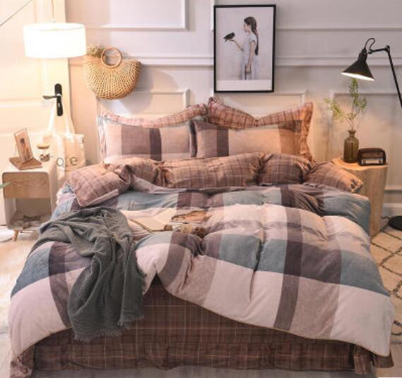 3D Green Brown Plaid 20085 Bed Pillowcases Quilt