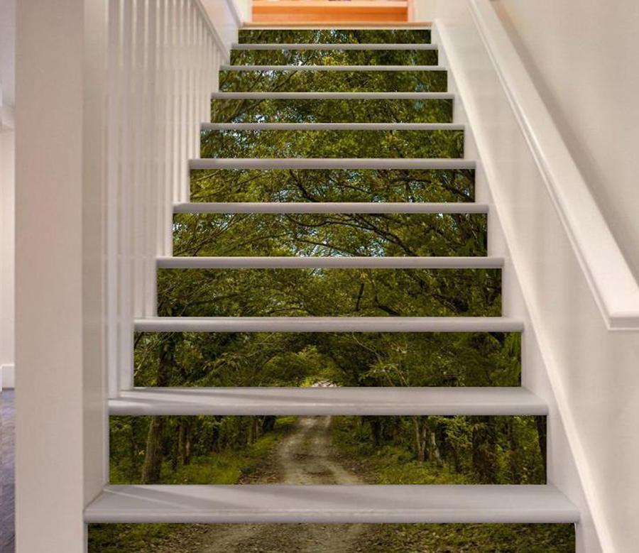 3D Forest Lane 977 Stair Risers Wallpaper AJ Wallpaper 