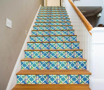 3D Green Gird 569 Stair Risers Wallpaper AJ Wallpaper 