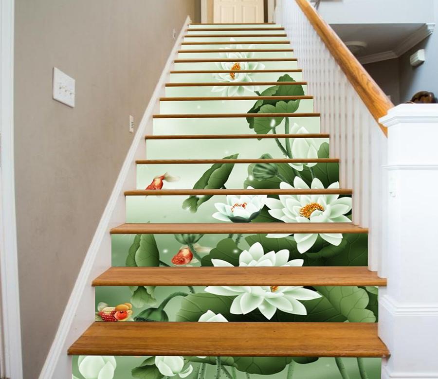 3D Lotus Flower 972 Stair Risers Wallpaper AJ Wallpaper 