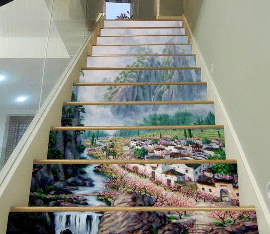 3D Mountains And Rivers 35 Stair Risers Wallpaper AJ Wallpaper 