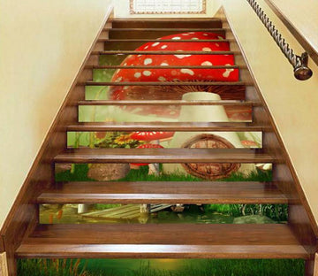 3D Mushroom House 739 Stair Risers Wallpaper AJ Wallpaper 