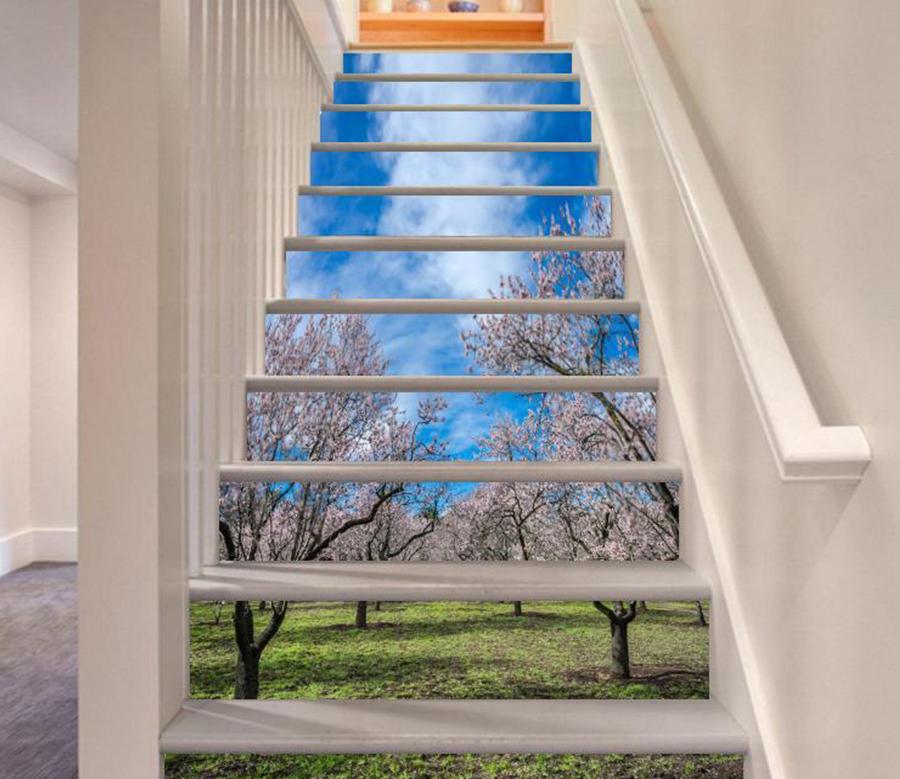 3D Peach Blossom Forest 56 Stair Risers Wallpaper AJ Wallpaper 