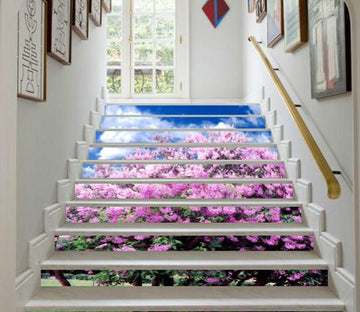 3D Pueple-pink Flowers 352 Stair Risers Wallpaper AJ Wallpaper 