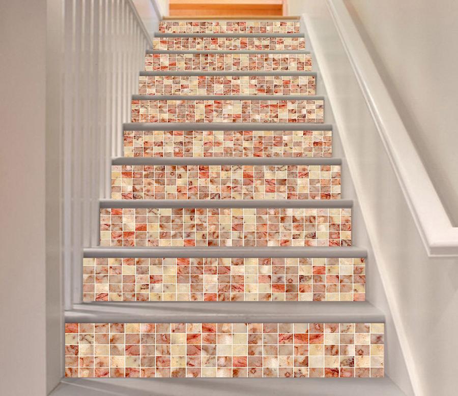 3D Red Mosaic 468 Stair Risers Wallpaper AJ Wallpaper 