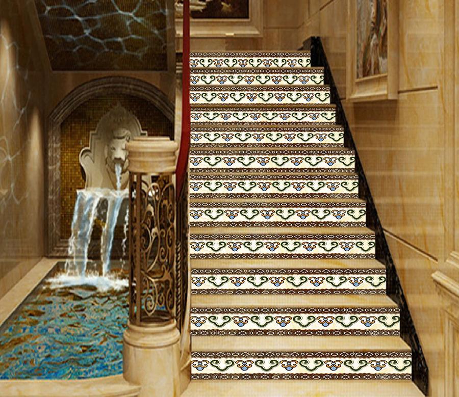 3D Reto Pattern 766 Stair Risers Wallpaper AJ Wallpaper 