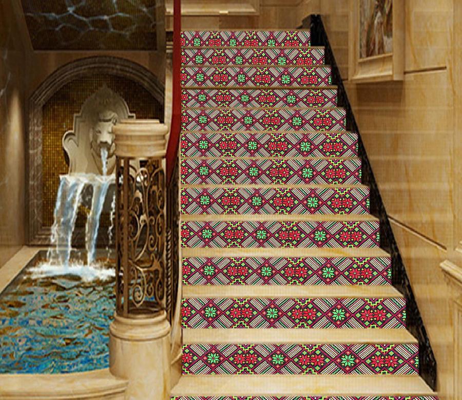 3D Retro Pattern 1028 Stair Risers Wallpaper AJ Wallpaper 