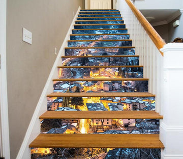 3D Small Town 520 Stair Risers Wallpaper AJ Wallpaper 
