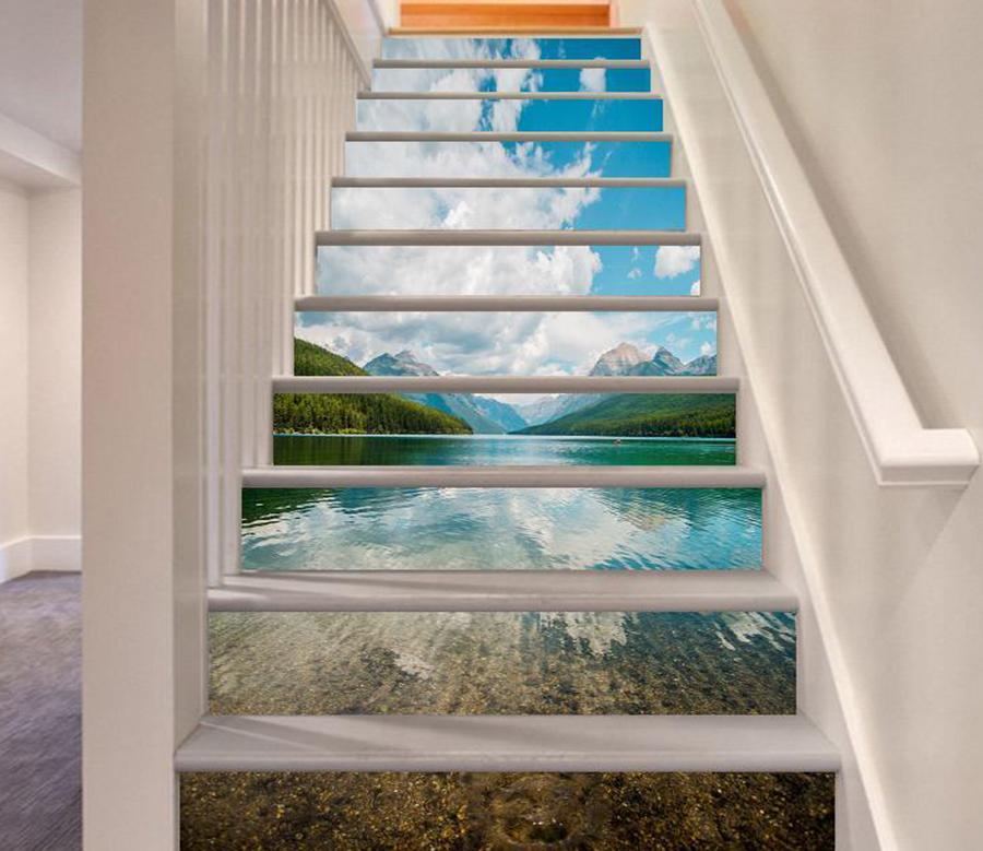 3D White Cloud 633 Stair Risers Wallpaper AJ Wallpaper 