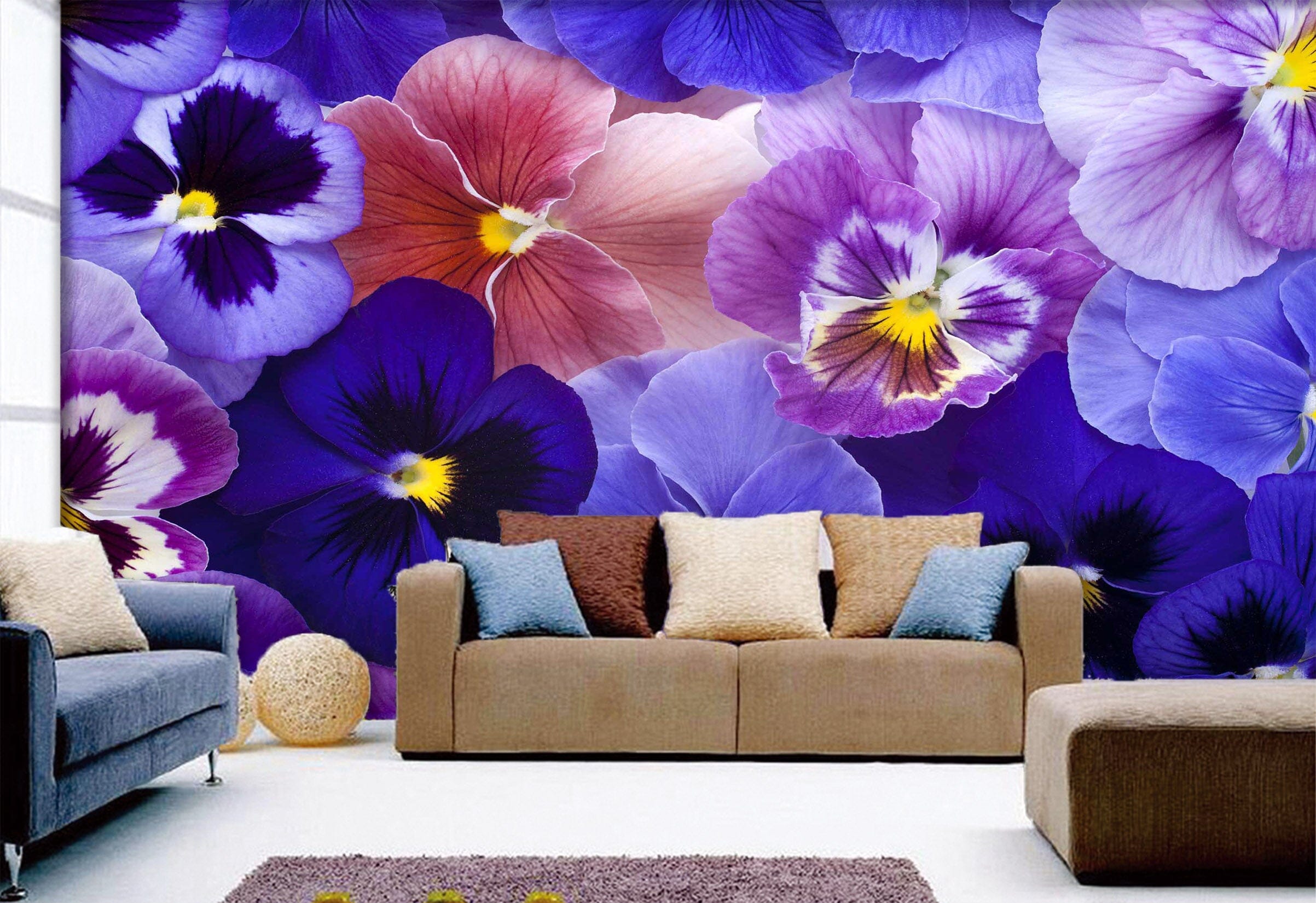 3D Purple Flowers 1015 Wall Murals Wallpaper AJ Wallpaper 2 