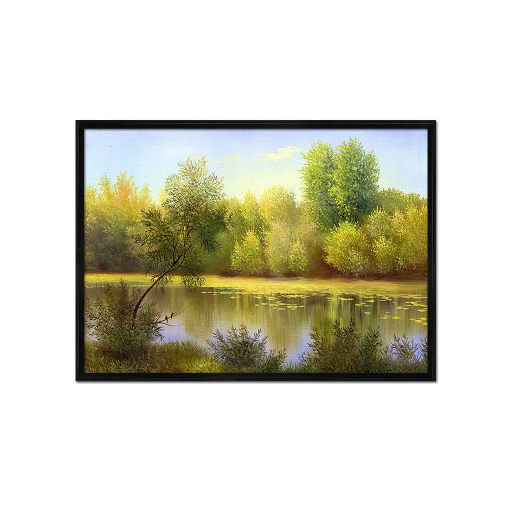 3D Riverside Tree 175 Fake Framed Print Painting Wallpaper AJ Creativity Home 