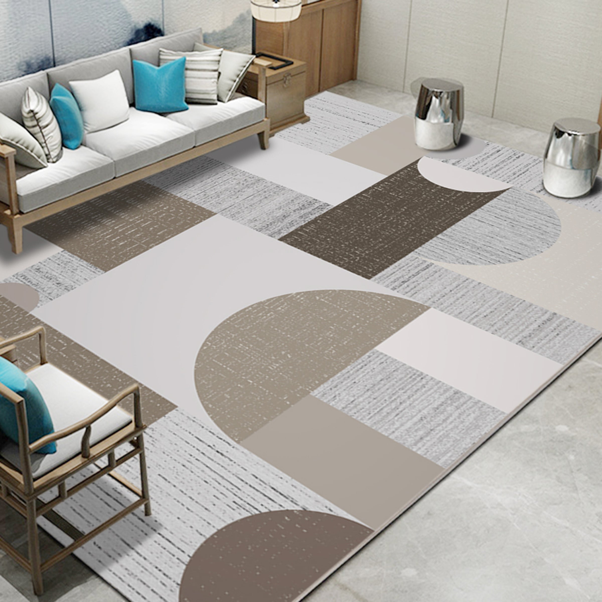 3D Light Geometric Pattern WG2841 Non Slip Rug Mat Mat AJ Creativity Home 