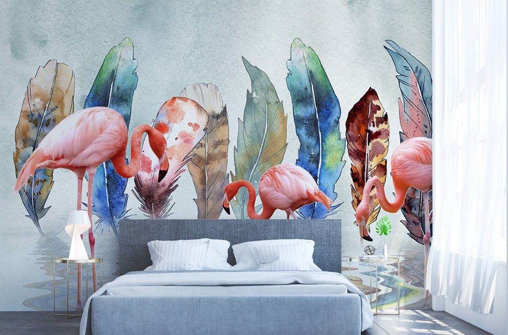 3D Flamingo 321 Wall Murals Wallpaper AJ Wallpaper 2 