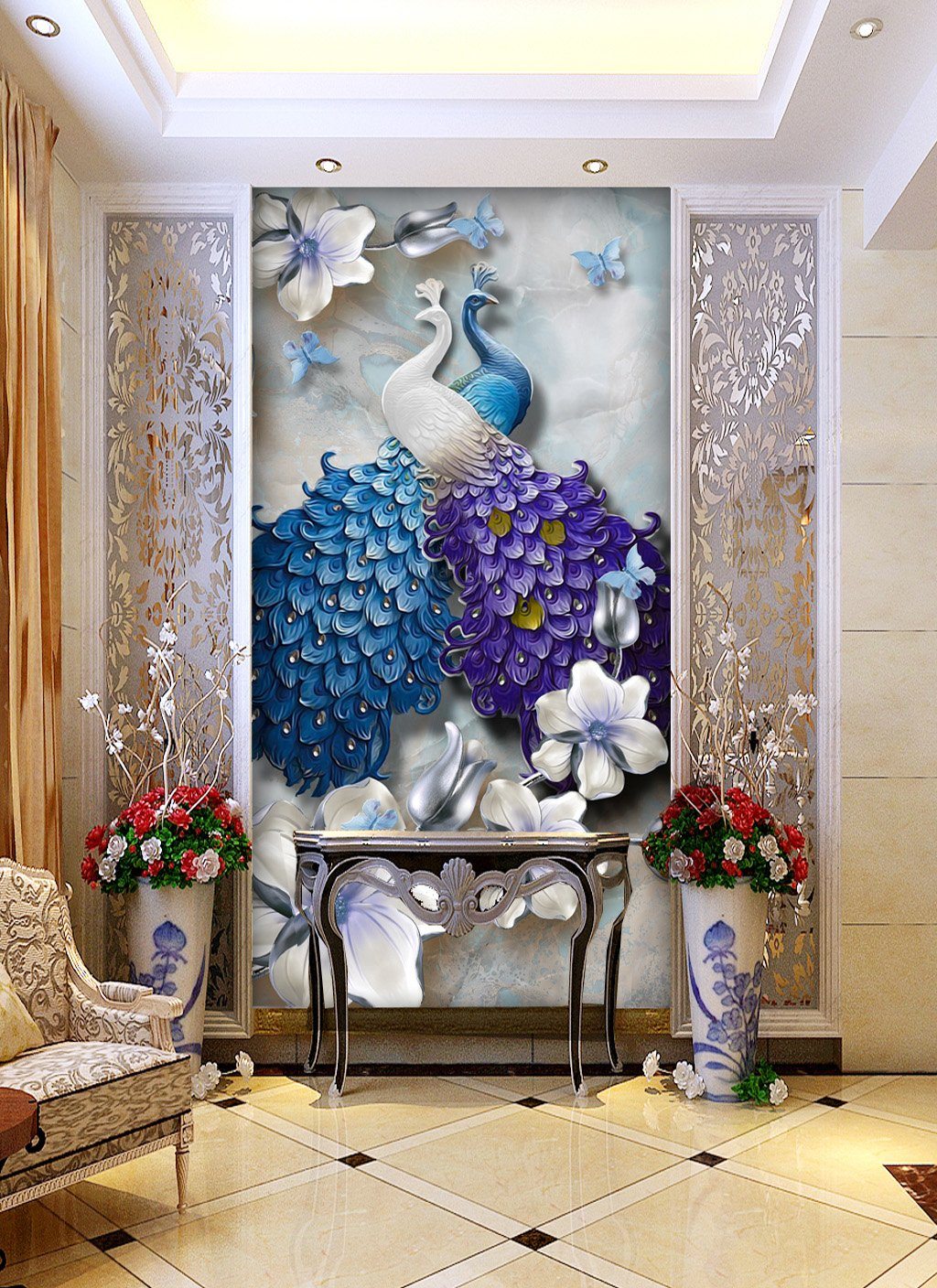 3D Peacock 444 Wall Murals Wallpaper AJ Wallpaper 2 