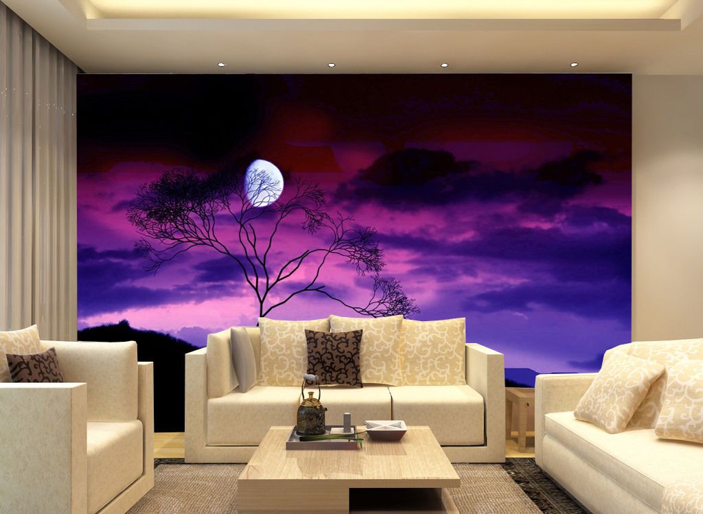 3D Purple Sky Tree 593 Wallpaper AJ Wallpaper 