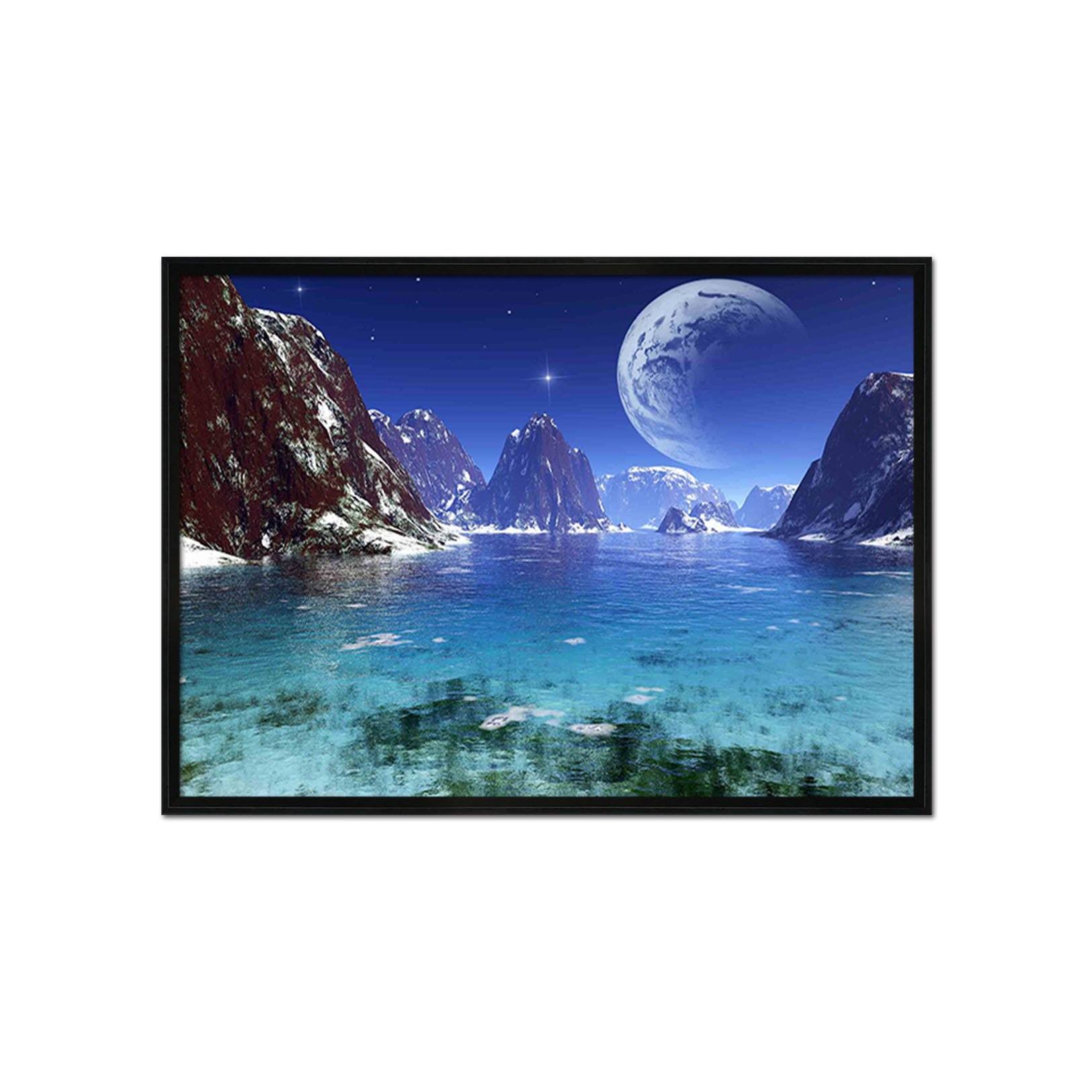 3D Moon Mountain 070 Fake Framed Print Painting Wallpaper AJ Creativity Home 