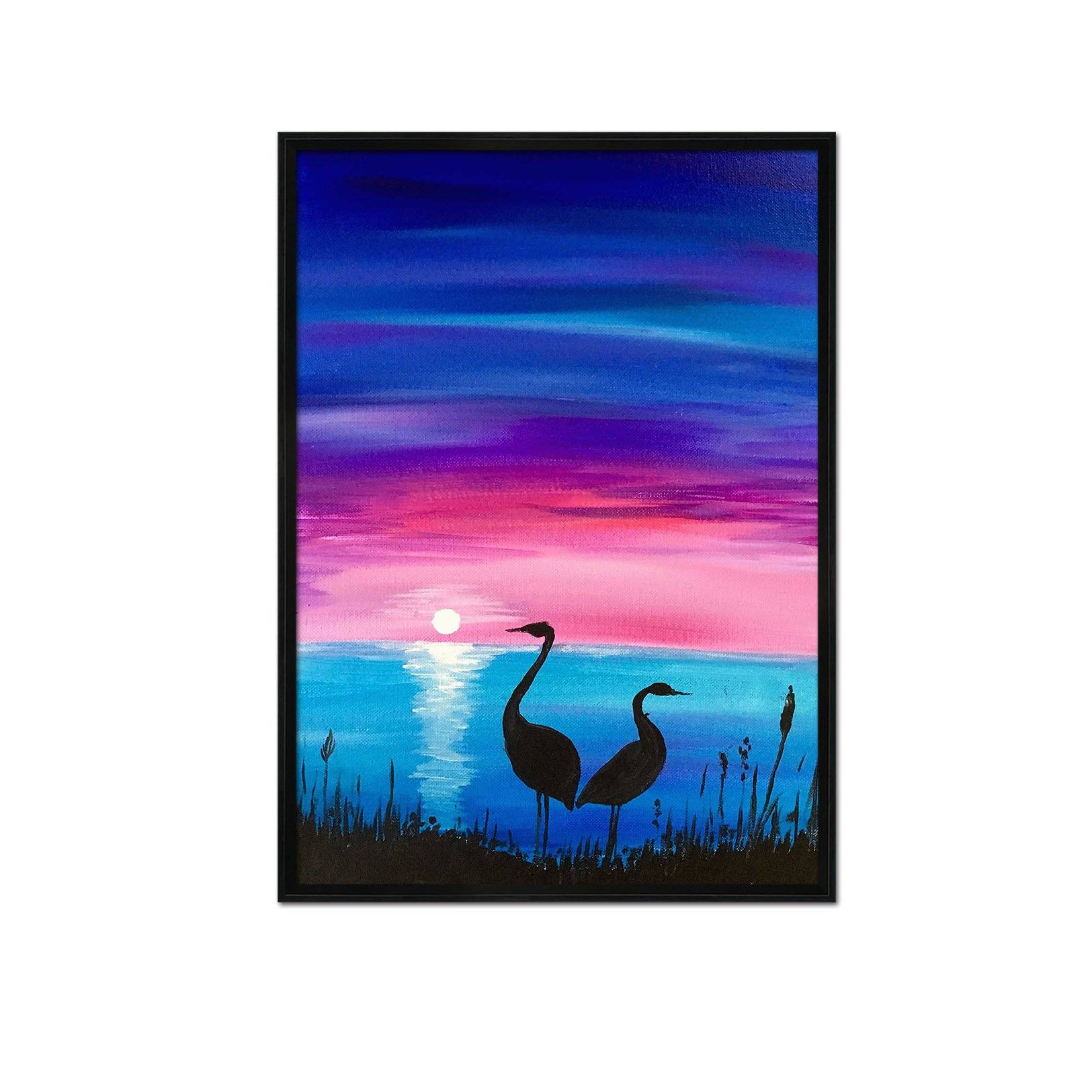 3D Moonlight Swan 100 Fake Framed Print Painting Wallpaper AJ Creativity Home 