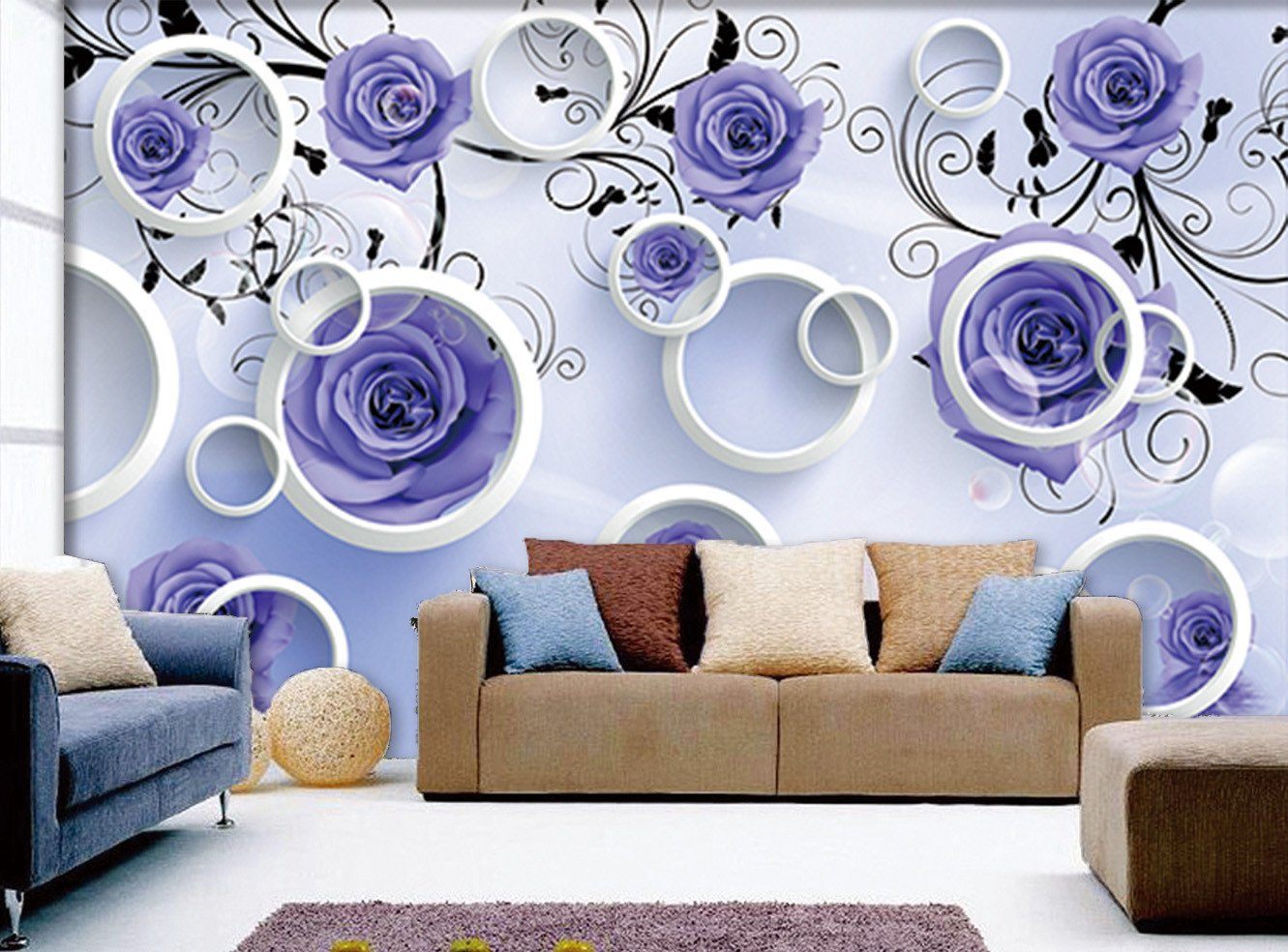 3D Purple Rose Flower 23 Wallpaper AJ Wallpaper 