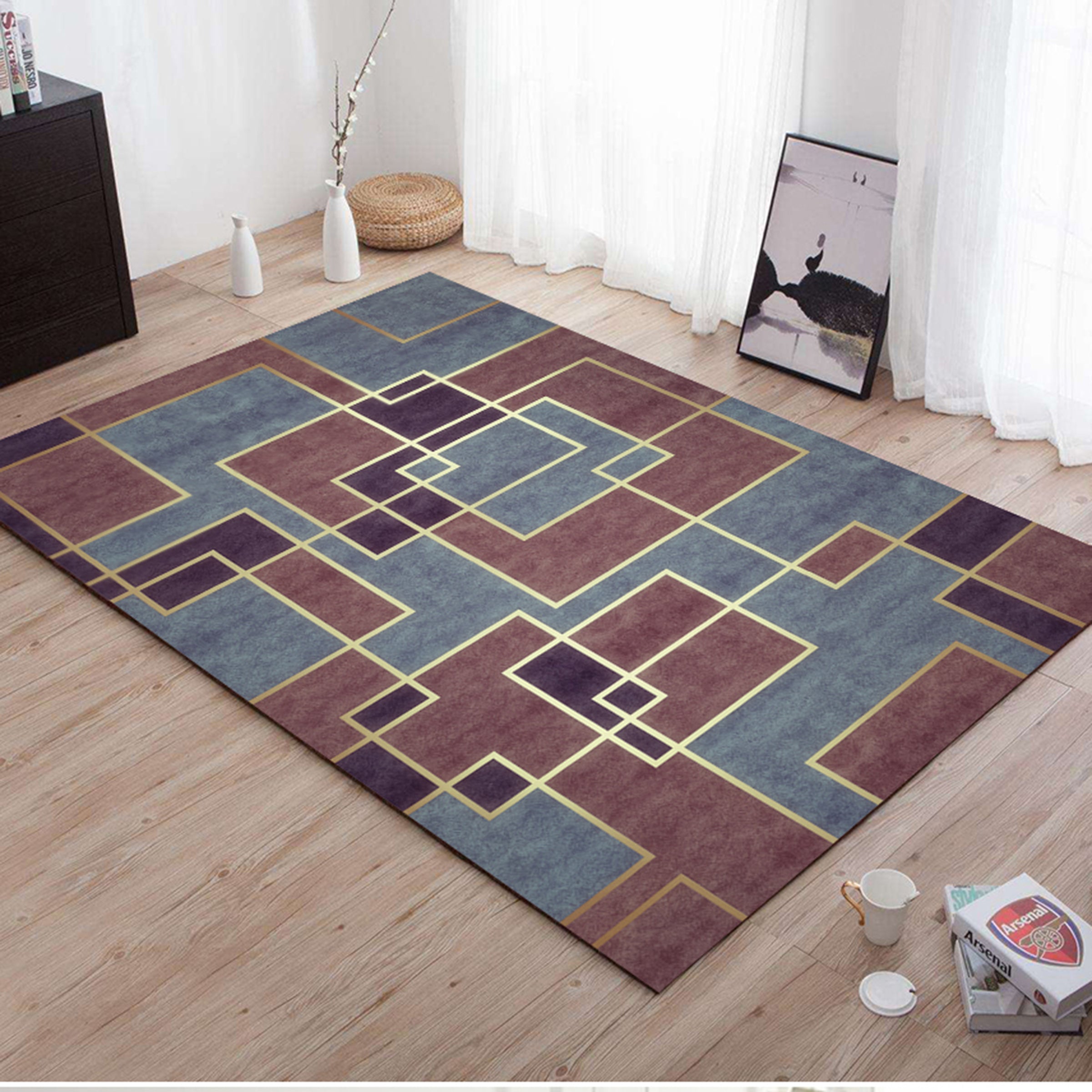3D Colored Geometric Pattern WG442 Non Slip Rug Mat Mat AJ Creativity Home 