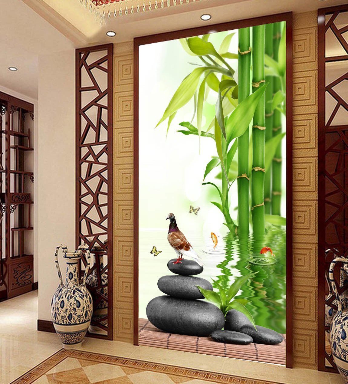 3D Bamboo Fores Butterfly 371 Wallpaper AJ Wallpaper 