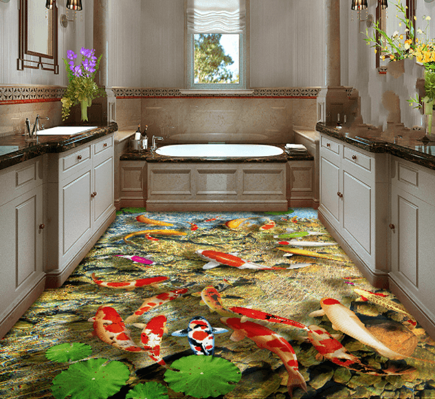 3D Colorful Fishes Floor Mural Wallpaper AJ Wallpaper 2 