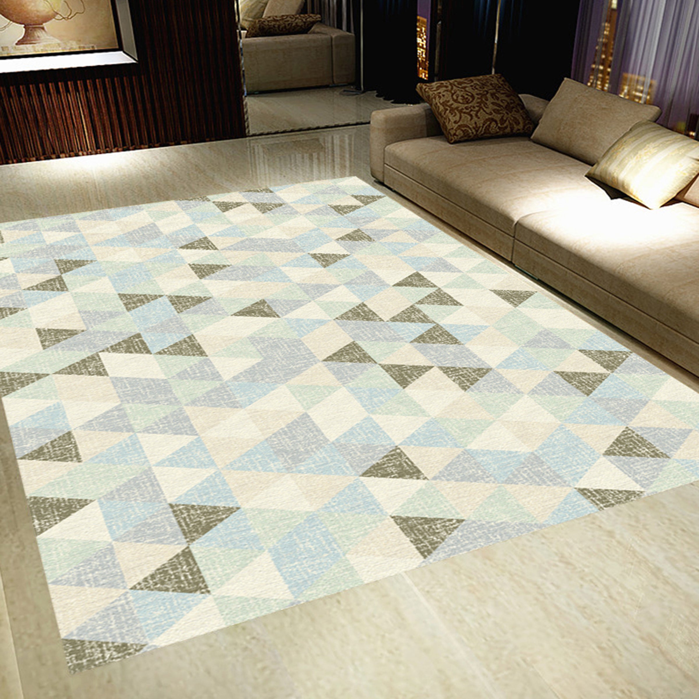 3D Light Green Triangle WG036 Non Slip Rug Mat Mat AJ Creativity Home 