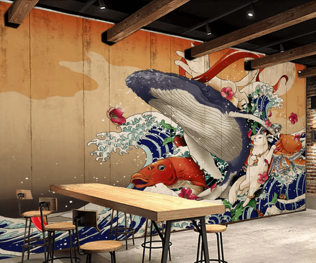 3D Sea Wave Fish Cat 292 Wallpaper AJ Wallpaper 2 