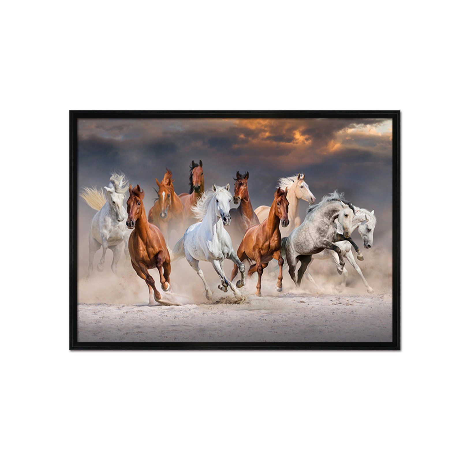 3D Running Horses 057 Fake Framed Print Painting Wallpaper AJ Creativity Home 