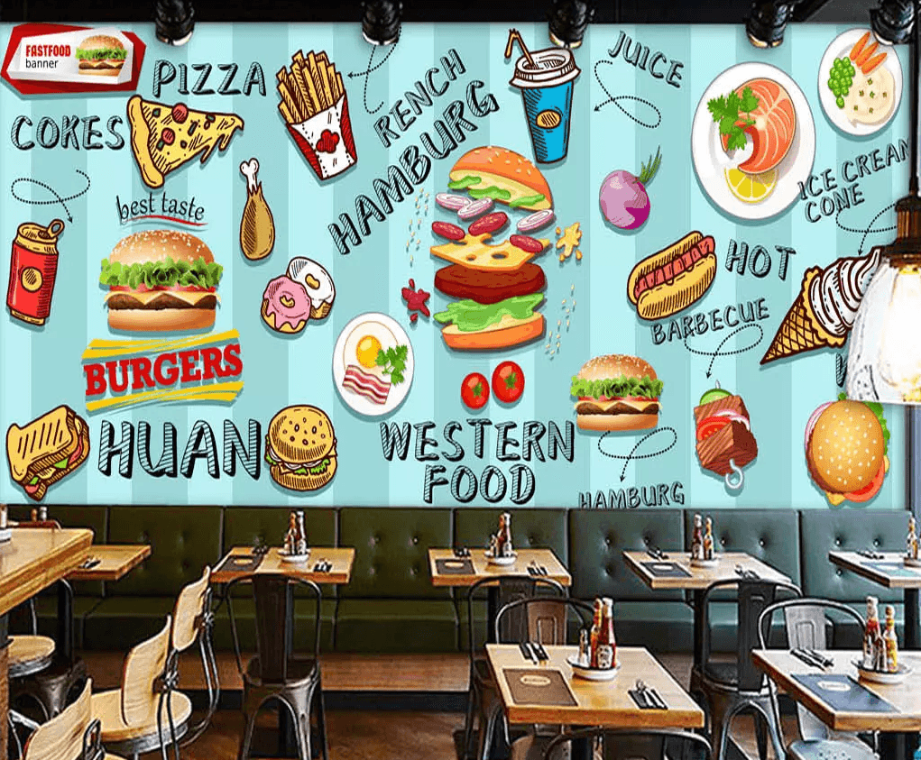 3D Hamburger Pizza Cola 214 Wallpaper AJ Wallpaper 2 