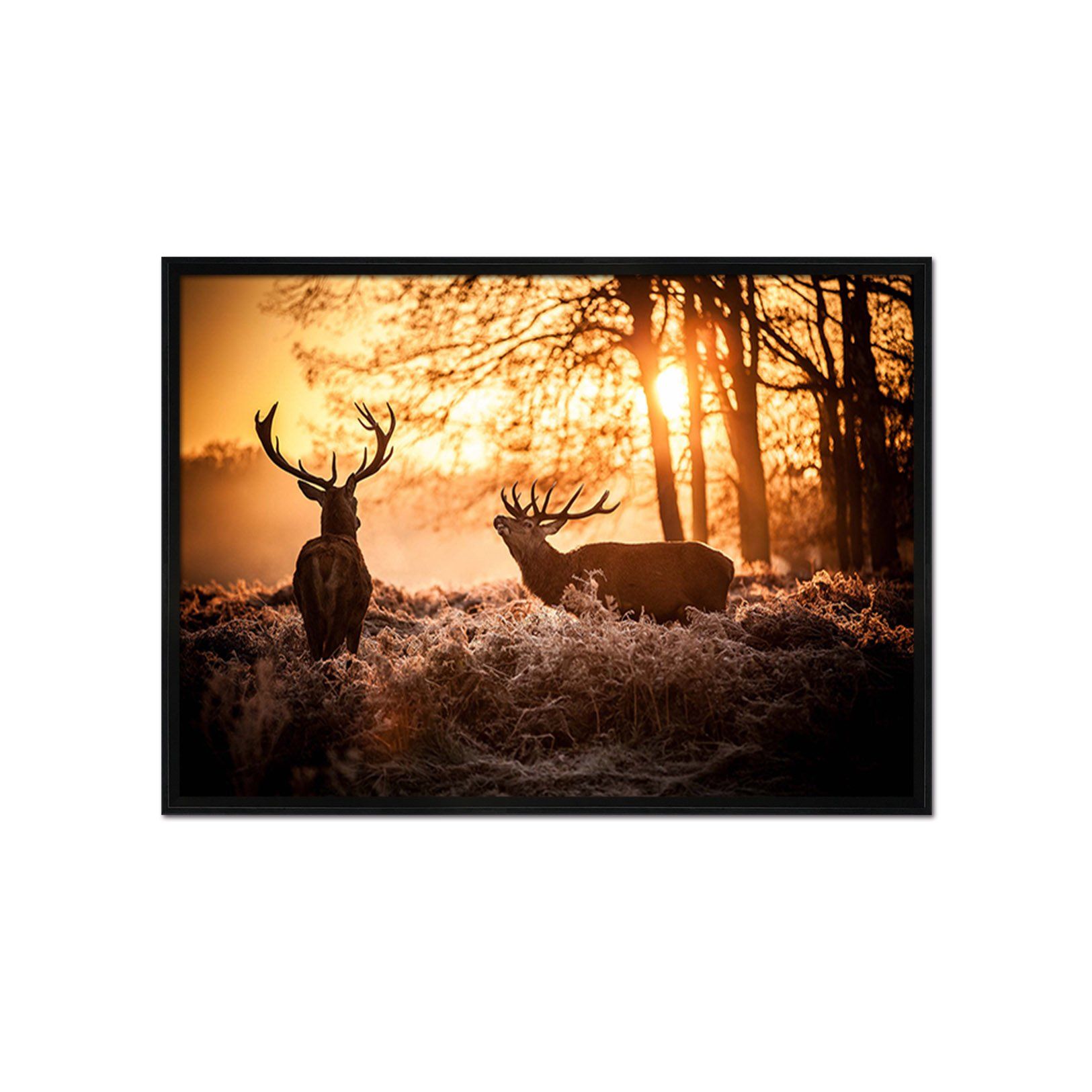 3D Dusk Fawn 054 Fake Framed Print Painting Wallpaper AJ Creativity Home 