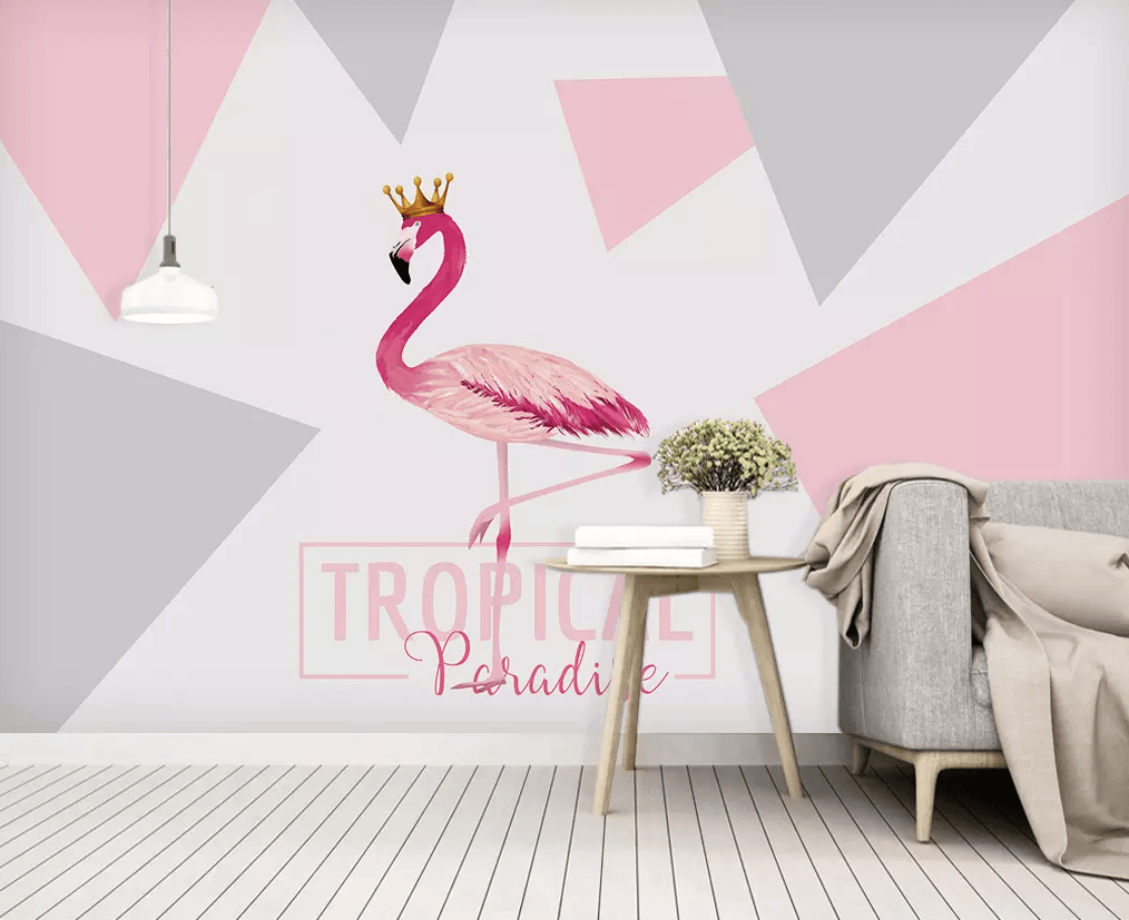 3D Square Flamingo Crown 293 Wallpaper AJ Wallpaper 2 