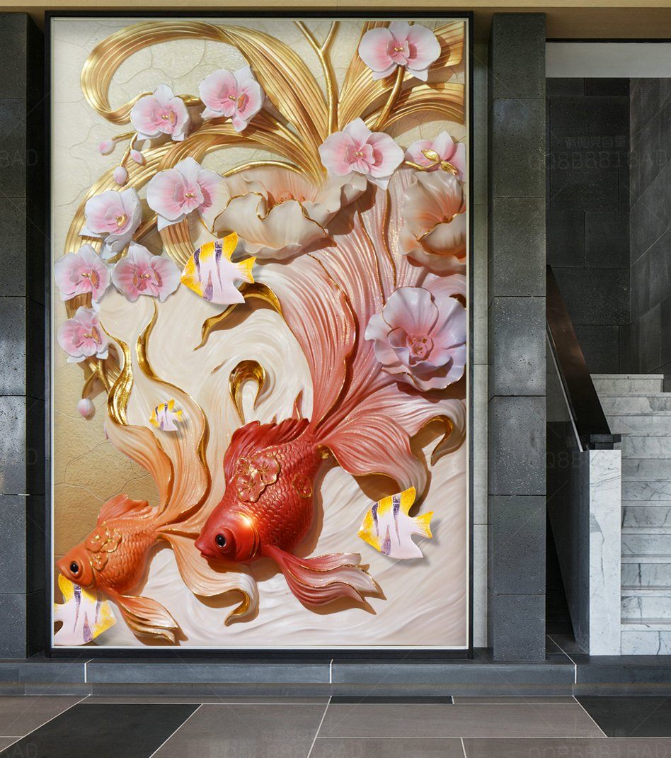 3D Two Goldfish 495 Wall Murals Wallpaper AJ Wallpaper 2 