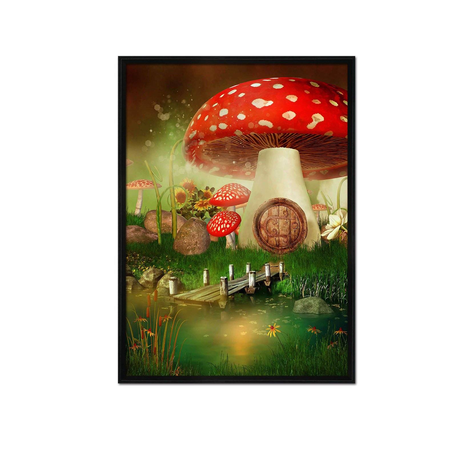 3D Big Mushroom 065 Fake Framed Print Painting Wallpaper AJ Creativity Home 