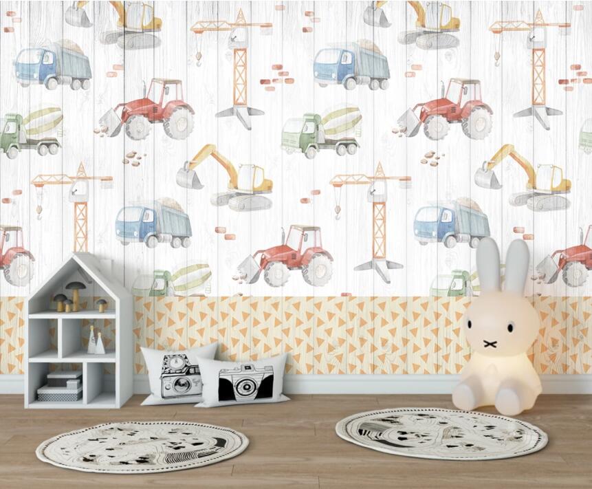 3D Cartoon Tractor WC2643 Wall Murals