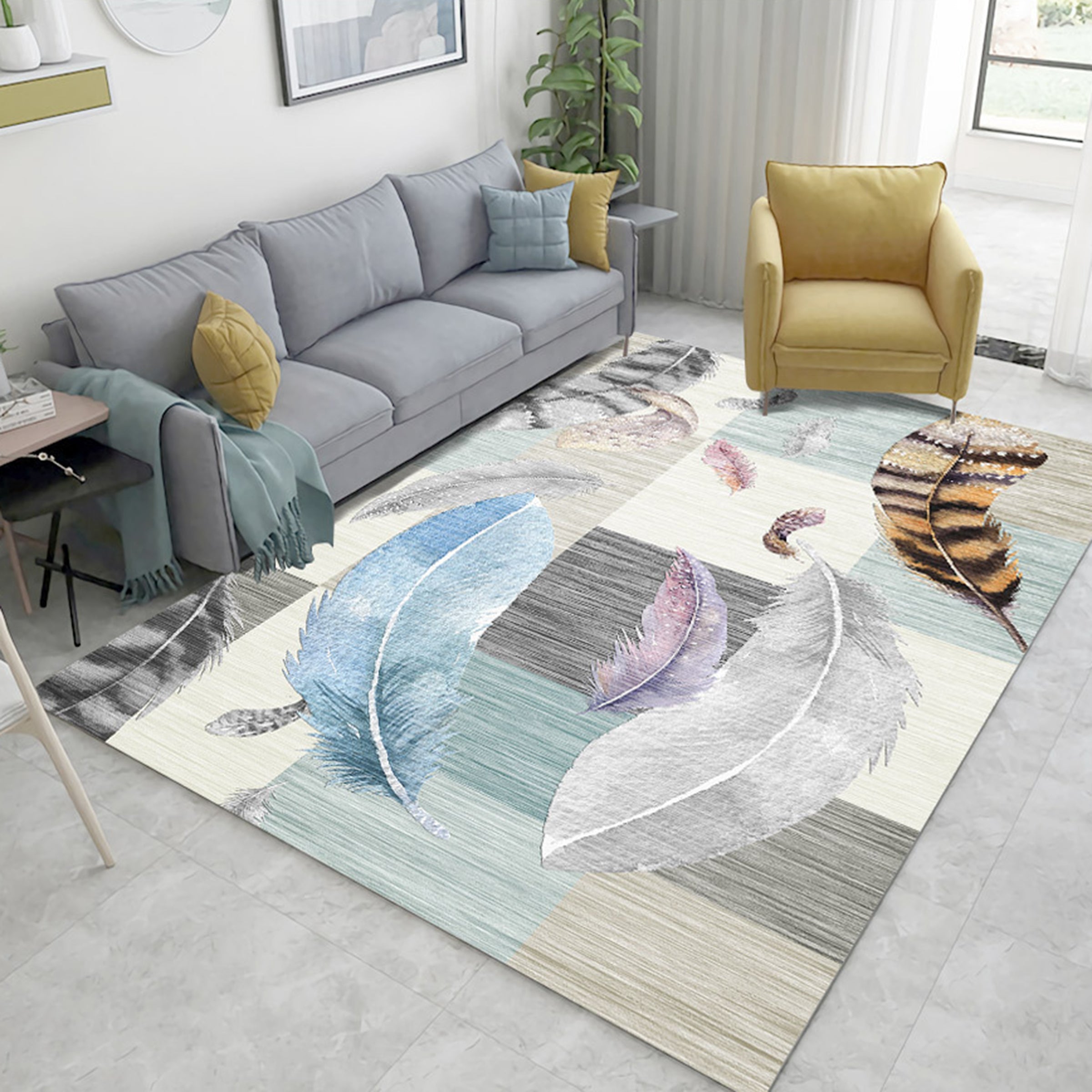 3D Colored Feather WG292 Non Slip Rug Mat Mat AJ Creativity Home 