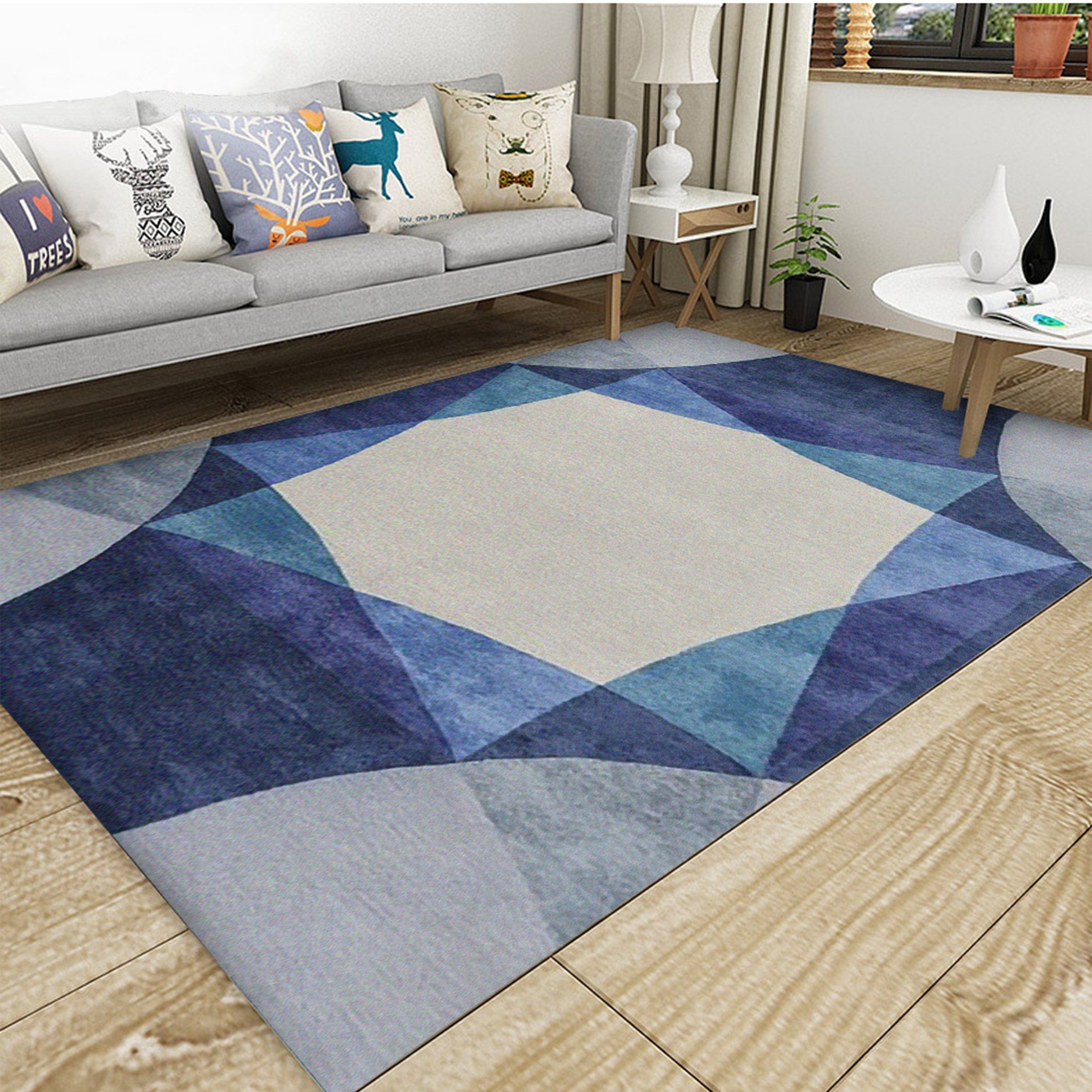 3D Blue Geometry WG136 Non Slip Rug Mat Mat AJ Creativity Home 