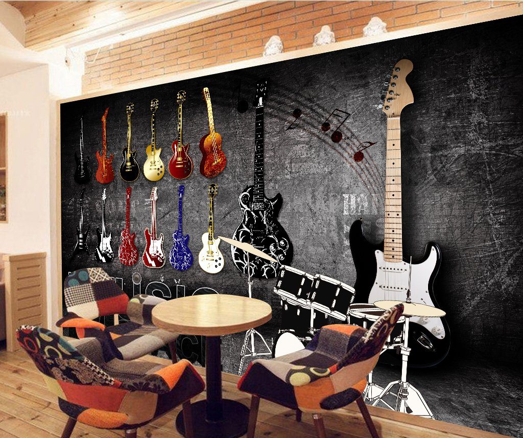 3D Guitar 230 Wall Murals Wallpaper AJ Wallpaper 2 