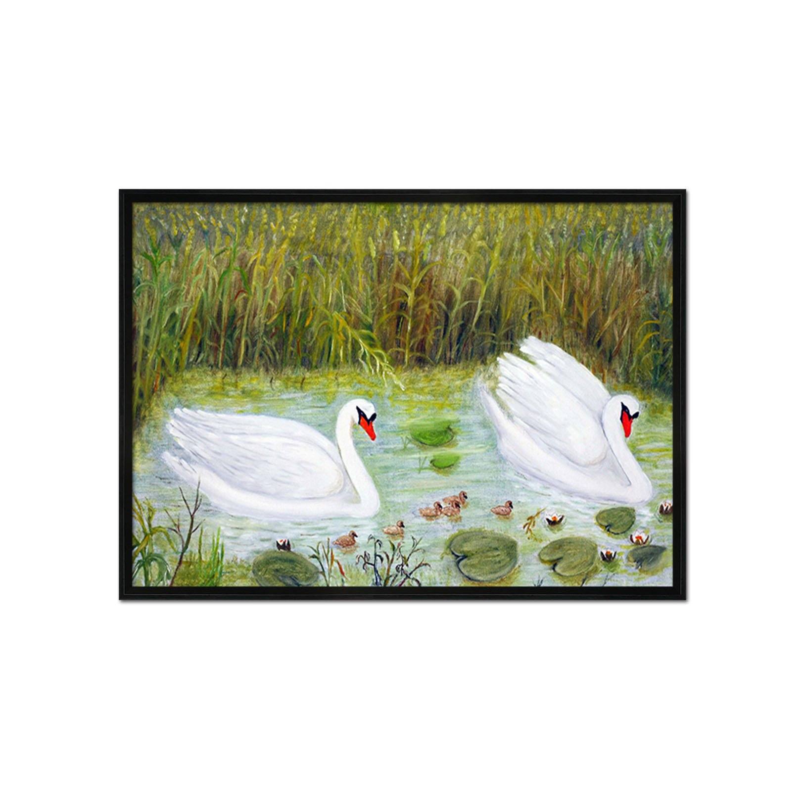 3D White Swan 063 Fake Framed Print Painting Wallpaper AJ Creativity Home 