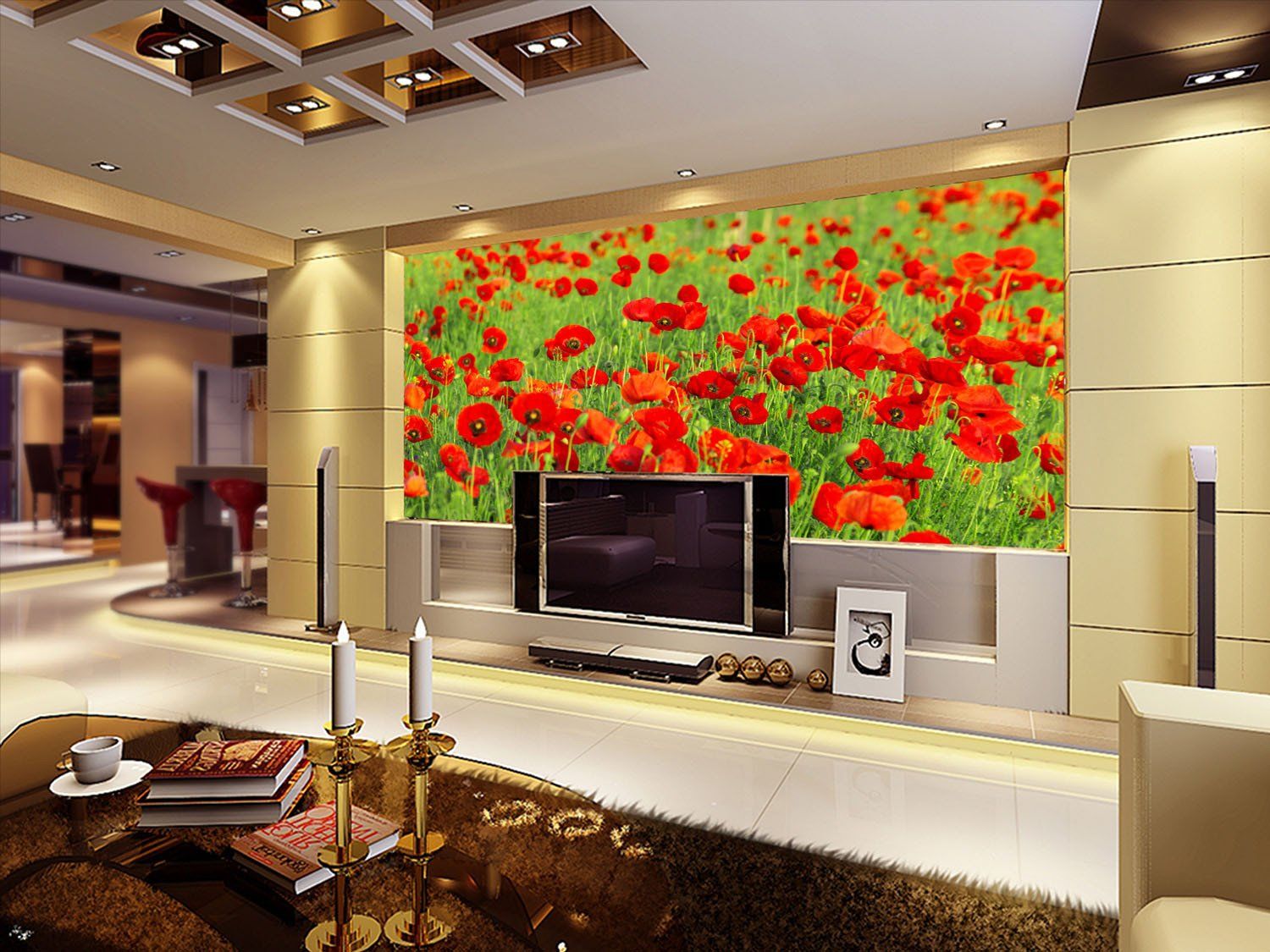 Red Flowers Field 1 Wallpaper AJ Wallpaper 