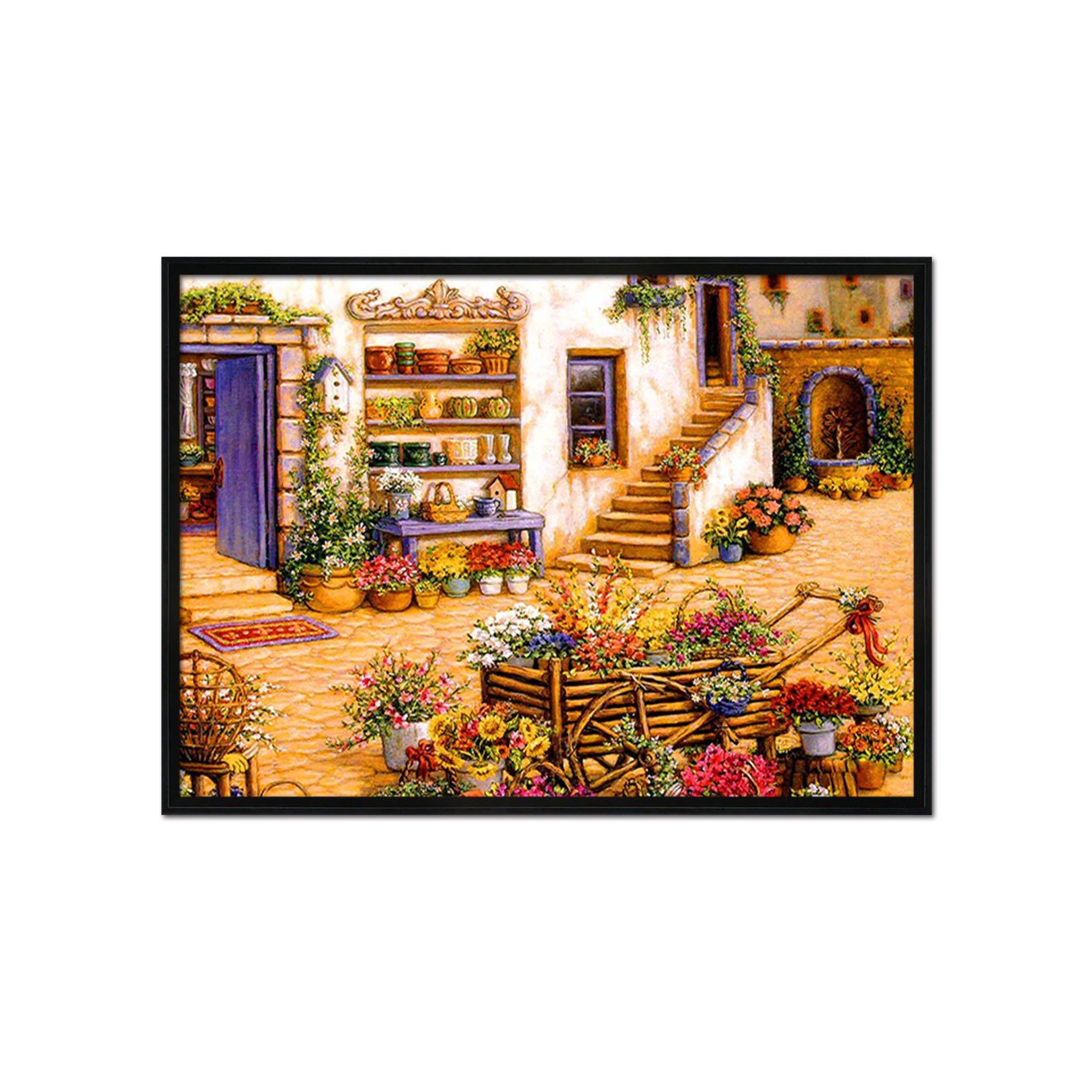 3D Flower House 025 Fake Framed Print Painting Wallpaper AJ Creativity Home 