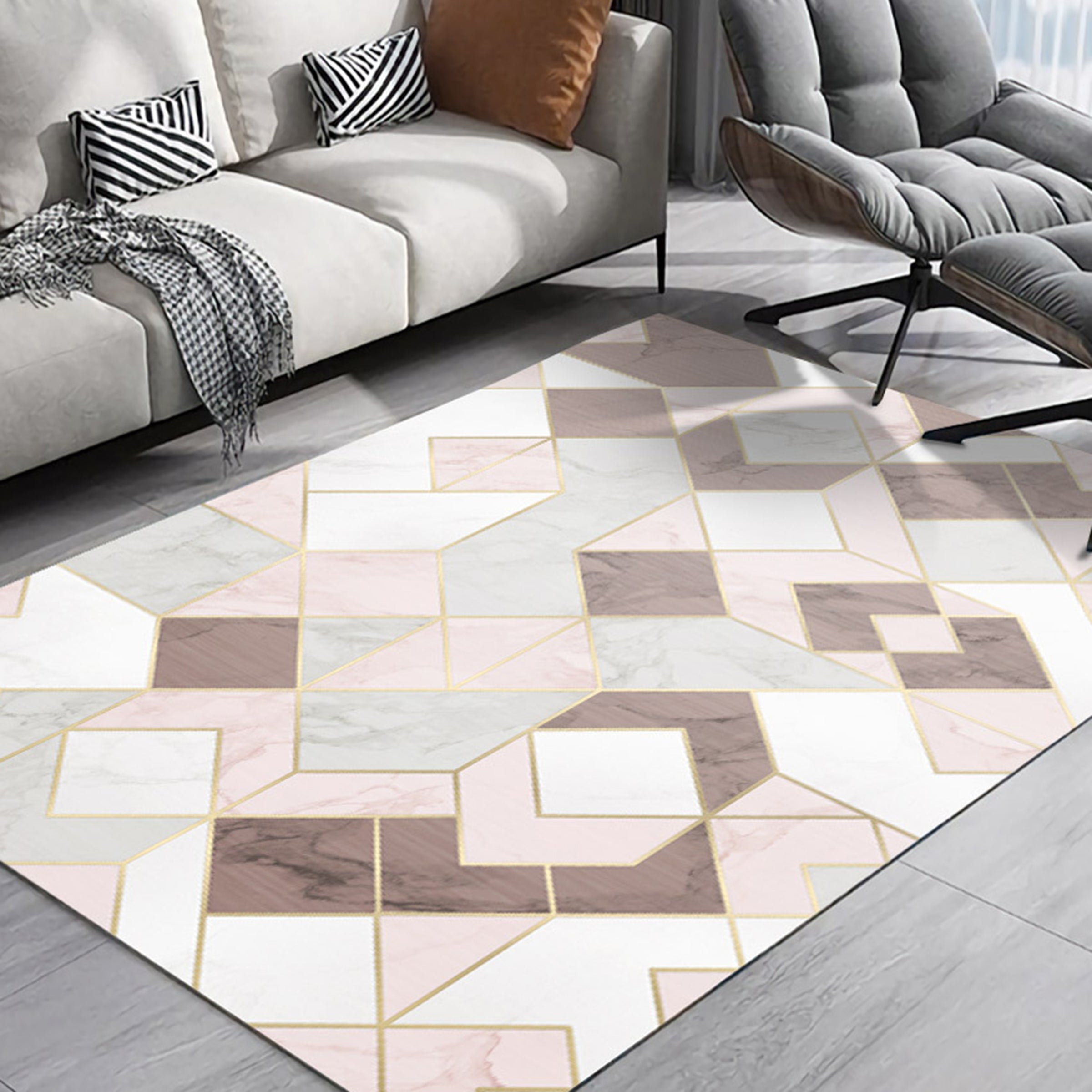 3D Colored Geometric Pattern WG320 Non Slip Rug Mat Mat AJ Creativity Home 