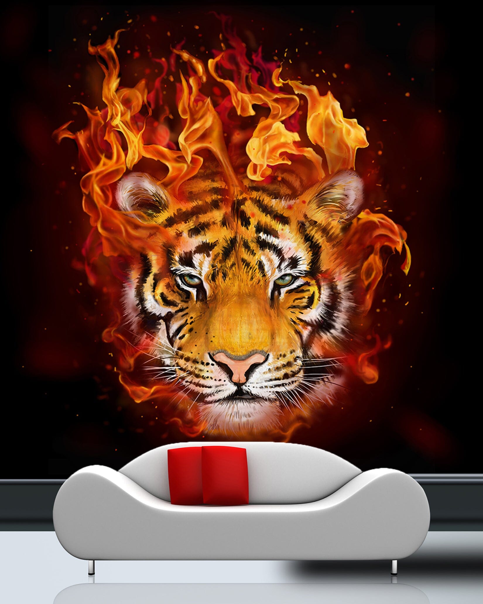 3D Fire Tiger 329 Wall Murals Wallpaper AJ Wallpaper 2 